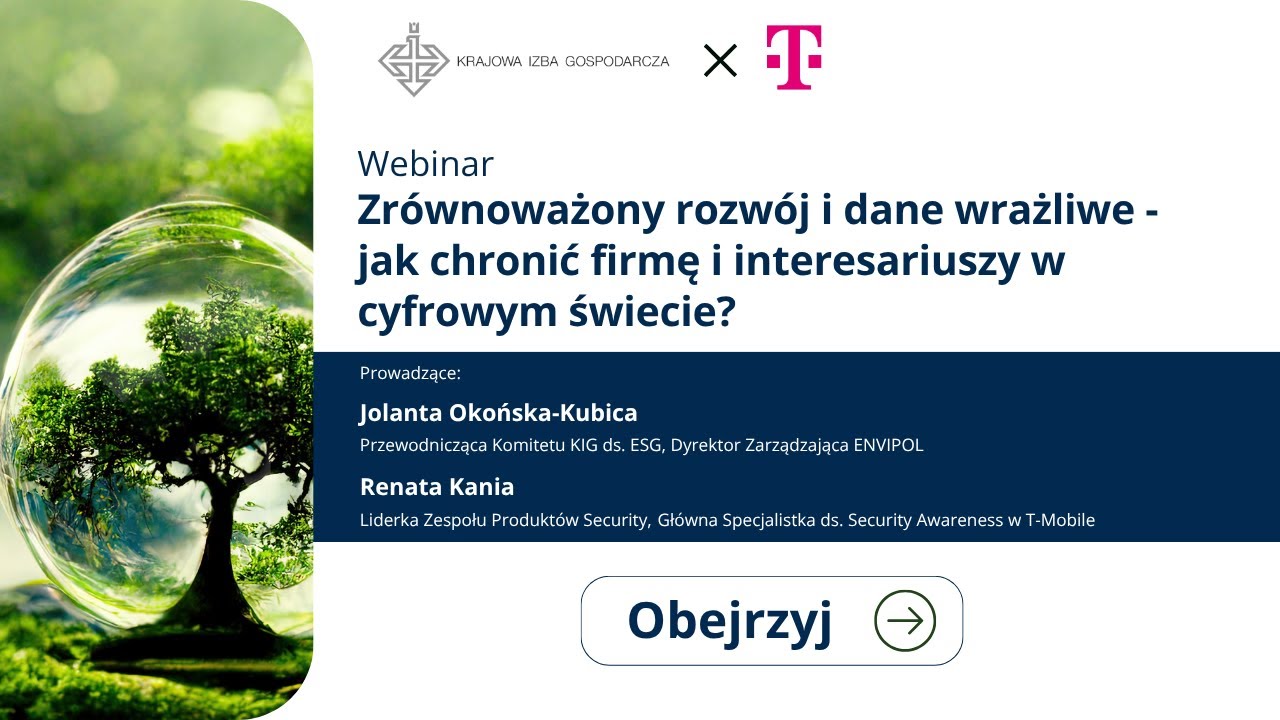 Webinar KIG x T-Mobile: Zrównoważony rozwój i dane wrażliwe