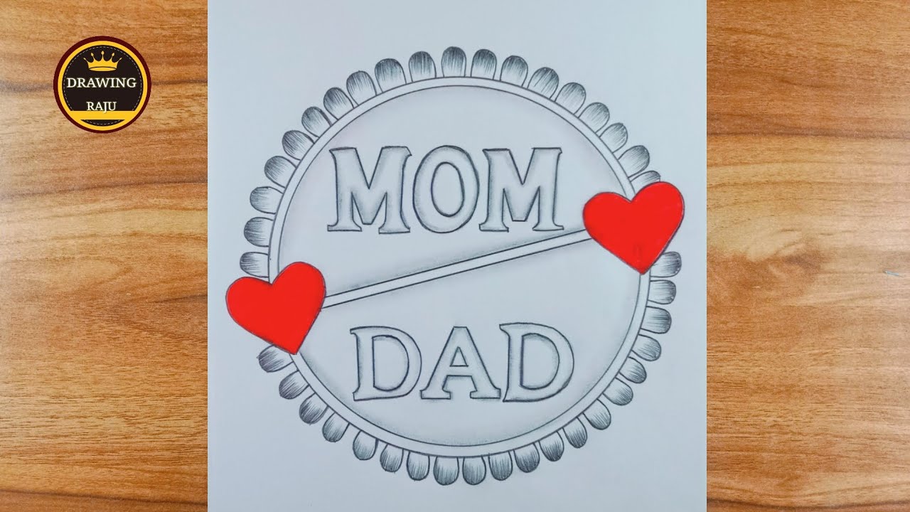 How to make Mom ❤️Dad letter drawing|| simple letter Circle drawing with pencil sketch art video