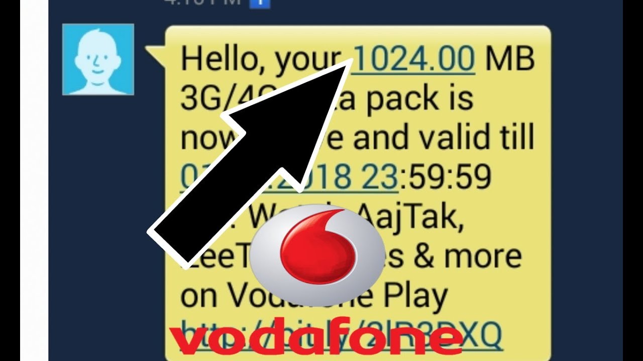 Vodafone free 1gb Internet per day / how to get free data 1gb per day _2018