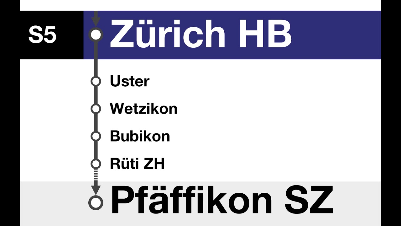 ZVV Ansagen - S5 Zug – Affoltern am Albis – Zürich HB – Pfäffikon SZ (Umleitung Zürich HB)