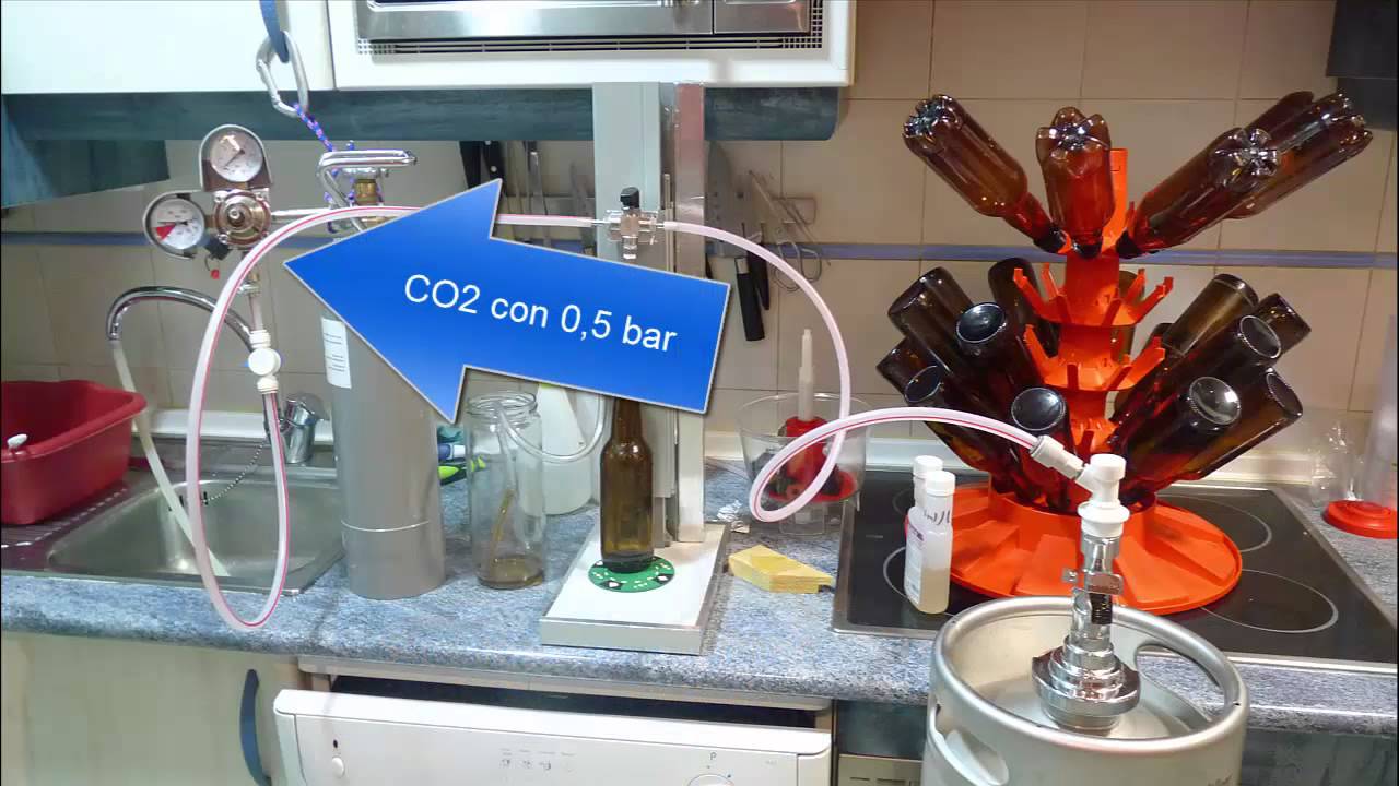Llenado de botellas con llenador contrapresion