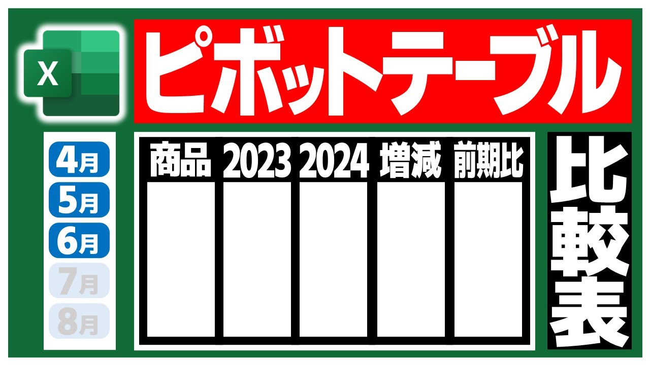 【Excel】可能な限りシンプルな方法で前期・今期比較をする【YT0174】