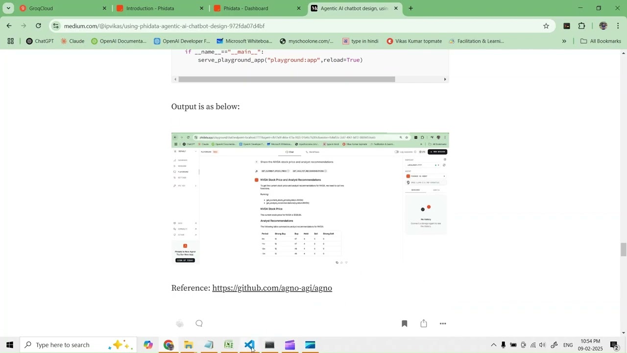 Create a simple AI agent chatbot, using Phidata
