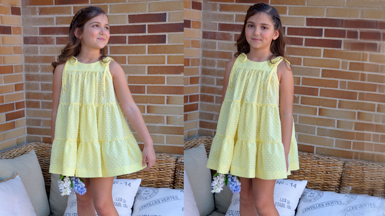 Vestido de plumeti amarillo. Revista patrones infantiles n º 4