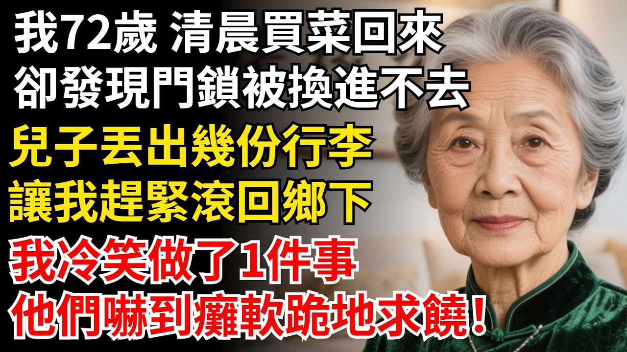 我72歲 清晨買菜回來，卻發現門鎖被換進不去，兒子丟出幾份行李，讓我趕緊滾回鄉下，我冷笑做了1件事，他們嚇到癱軟！#晚年生活#中老年生活#為人處世#生活經驗#情感故事