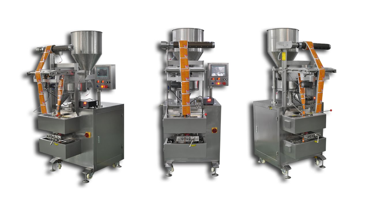 4 side seal compact vertical form fill & seal machine with volumetric cup for granules