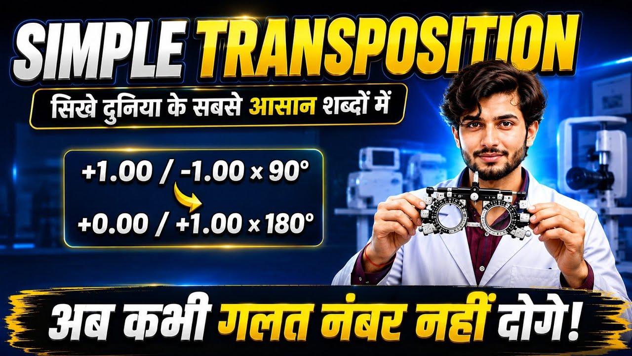 SIMPLE TRANSPOSITION IN HINDI/सही तरीके से चश्मे का नंबर कैसे दे/Simple transposition/ Transposition