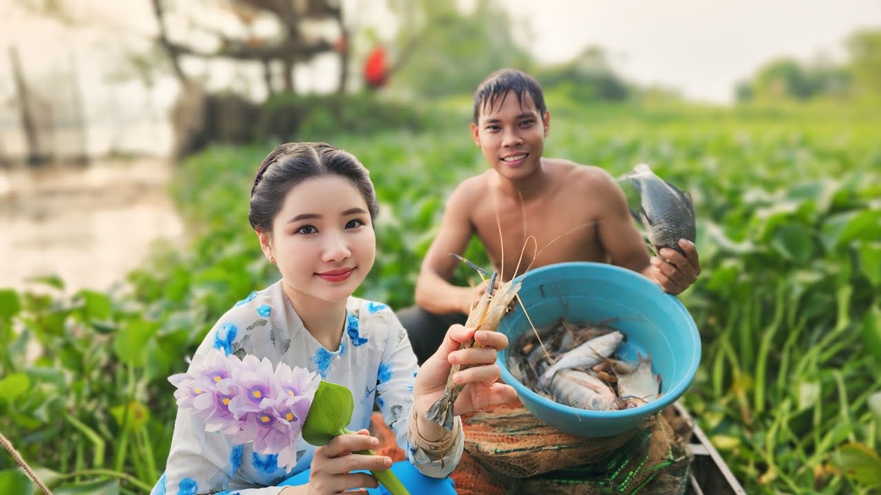 Tôm càng xanh nổ muối hột ngây trên du thuyền nhỏ - ẩm thực cùng Kiều Thơ | Khói Bếp Tv 176#