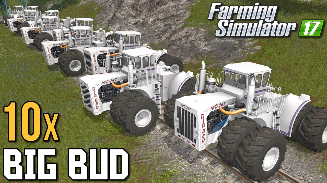 10 ciągników BIG BUD vs. pociąg  [EKSPERYMENT] - Farming Simulator 17