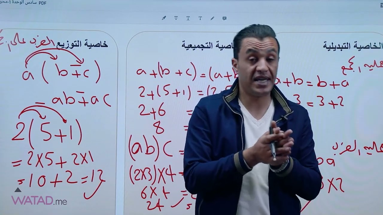 الخصائص الجبرية - الصف السادس  6️⃣ - أ.هاني العليمات - منصة وتد