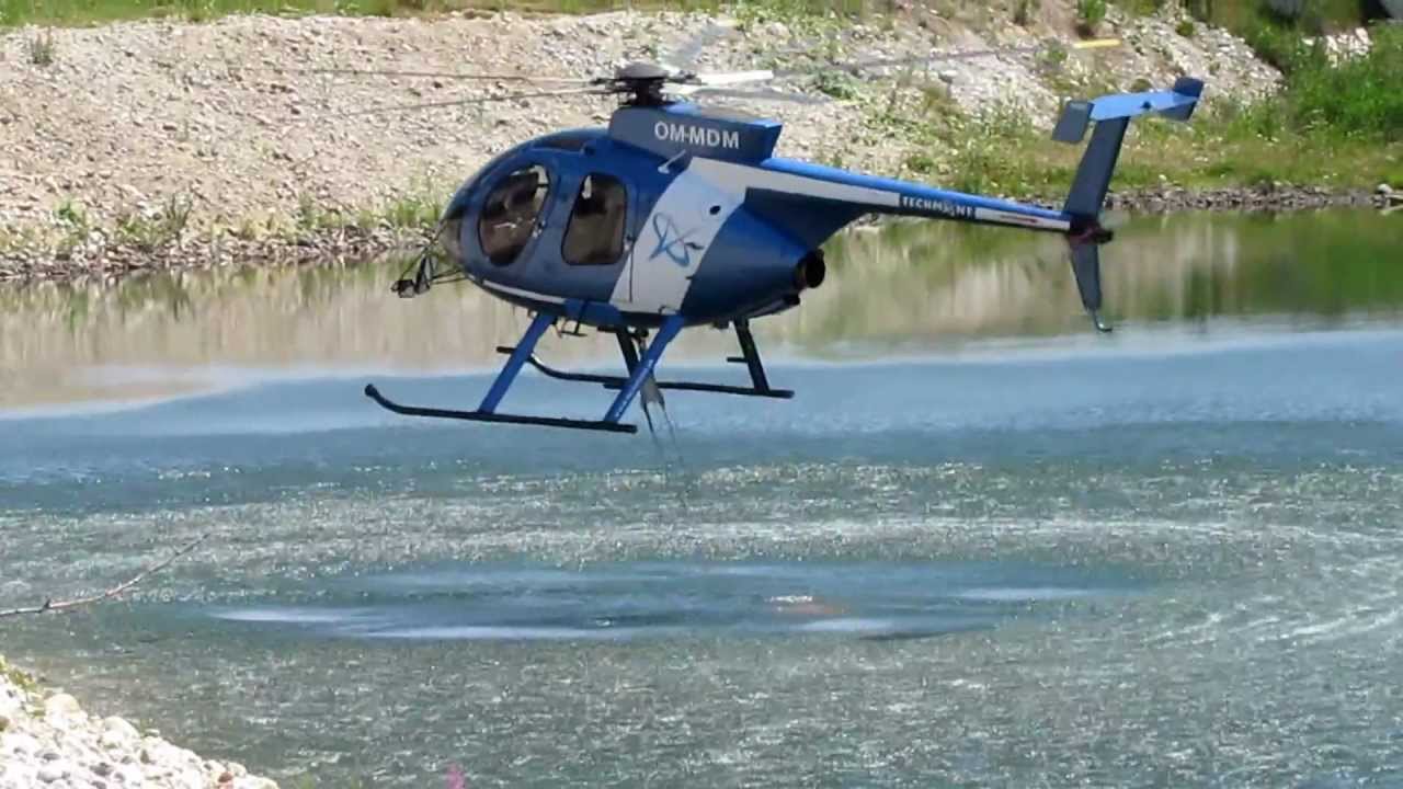 McDonnell Douglas MD530 F OM-MDM helicopter Water Drop - Bambi Bucket