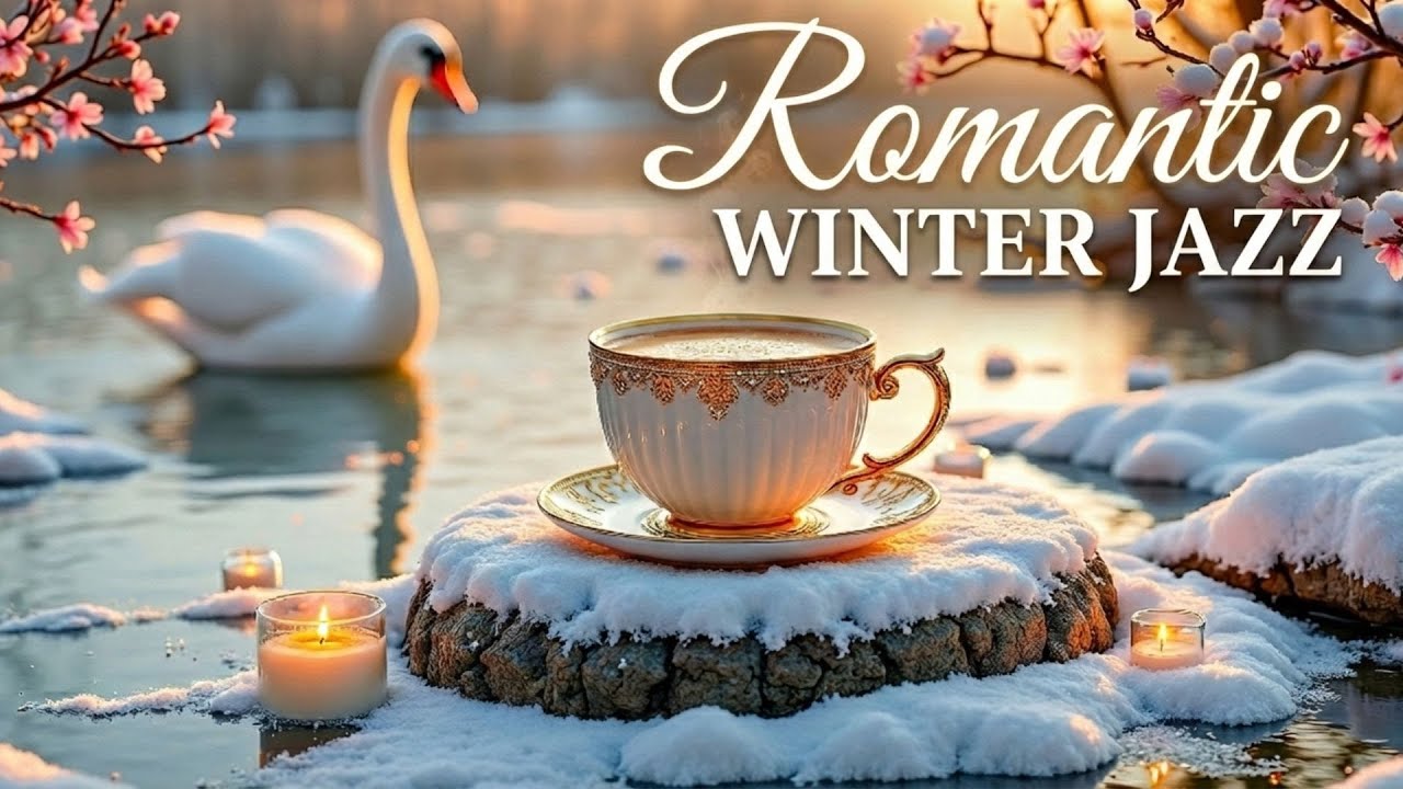 Romantic Winter Jazz 🦢 Magical Snowy Lake Ambience with White Swan - Smooth Bossa Nova