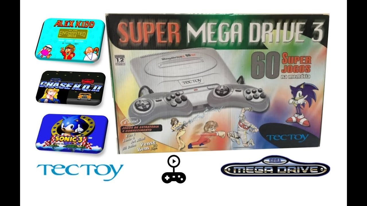 Super Mega Drive 3 TecToy cinza - Alex Kidd, Chase HQ2, Sonic III (gameplay)