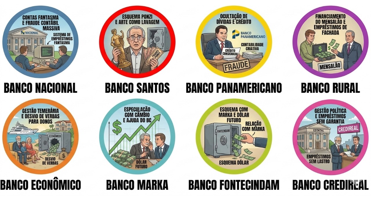 Todo Banco Brasileiro que Já FALIU por FRAUDE Explicado EM 8 MINUTOS