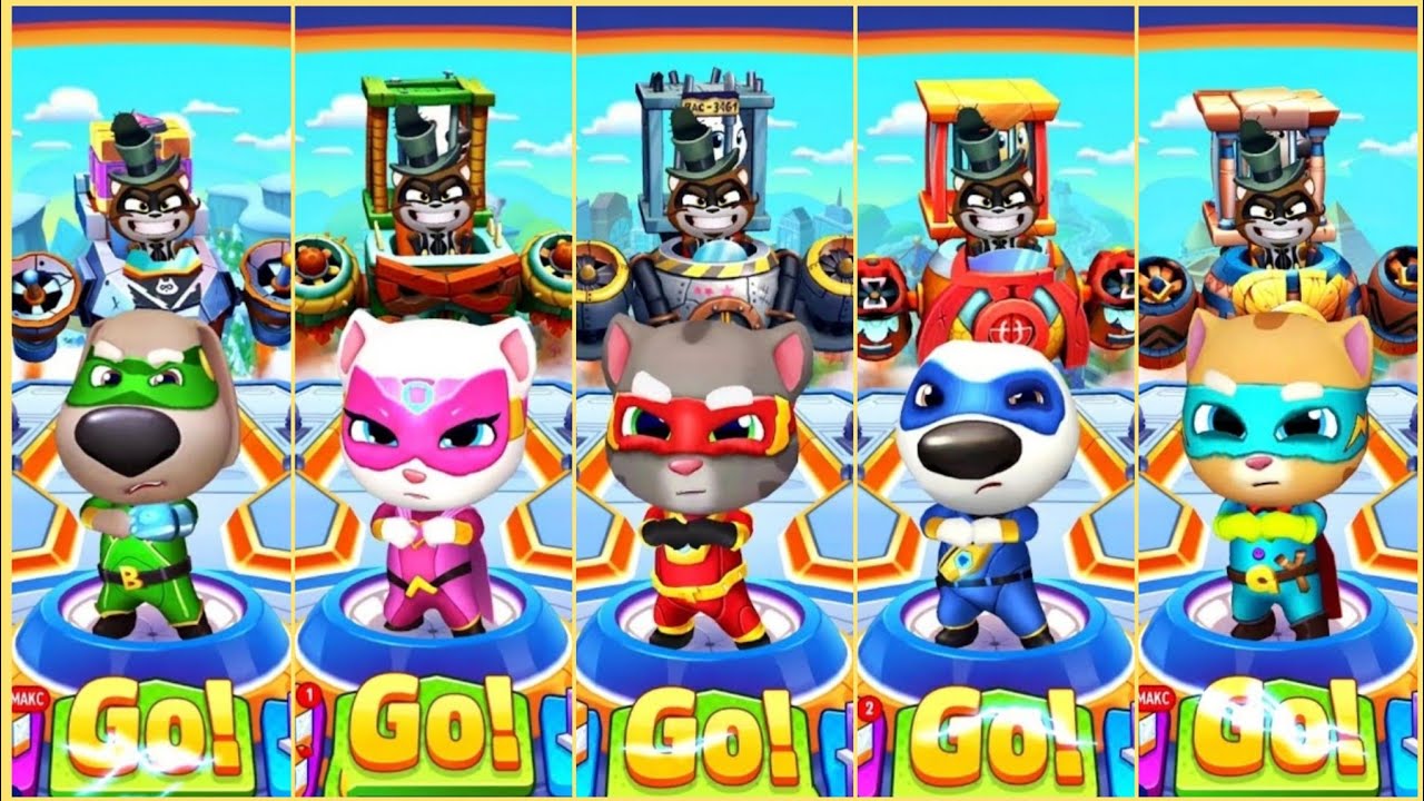 Talking Tom Hero Dash - Discover All The Heroes - Two Screens - All Bosses - New Update PPHSYCKA