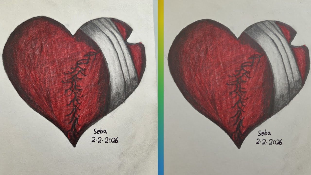 Broken heart 💔 drawing | Love Heart drawing DIY 
