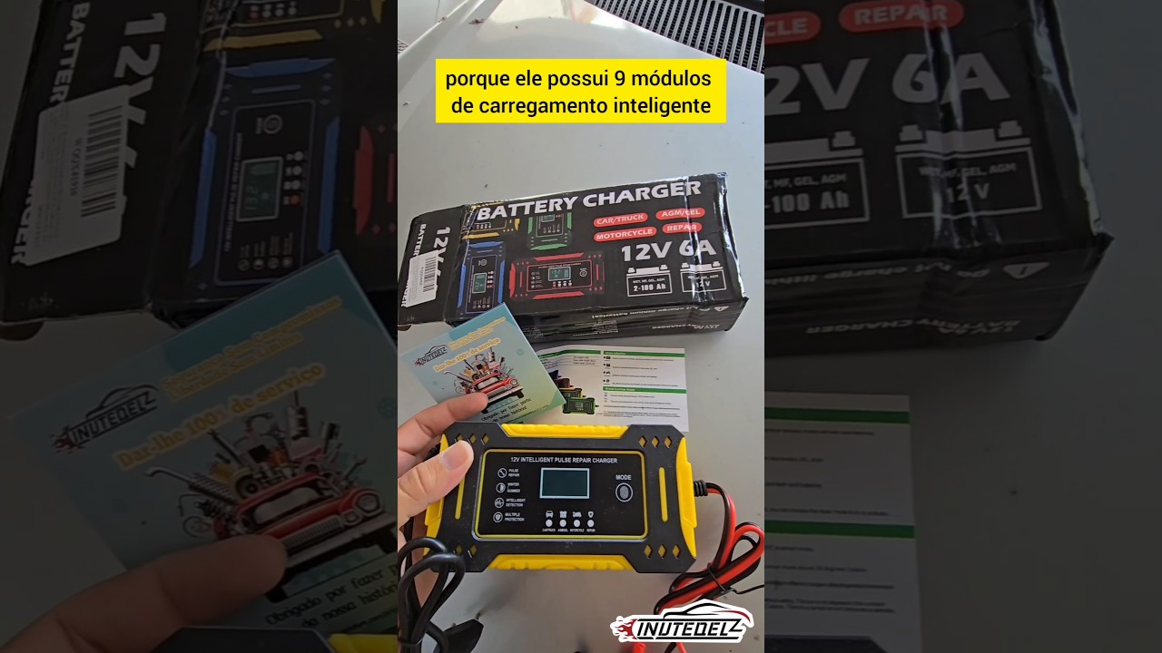 Carregador de Bateria Inteligente 12v 6ah barato carro moto gel #car #automobile @INUTEQEL