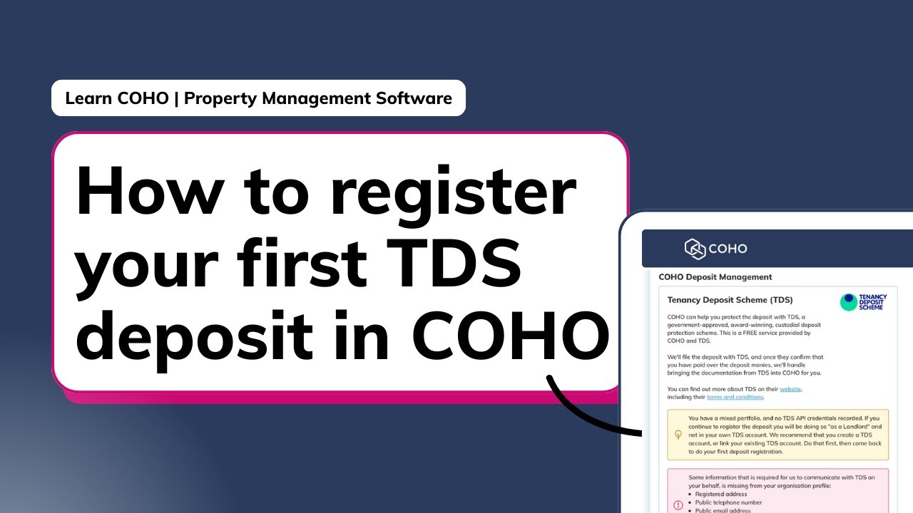 How to Register Your First TDS Deposit in COHO | Property Management Software