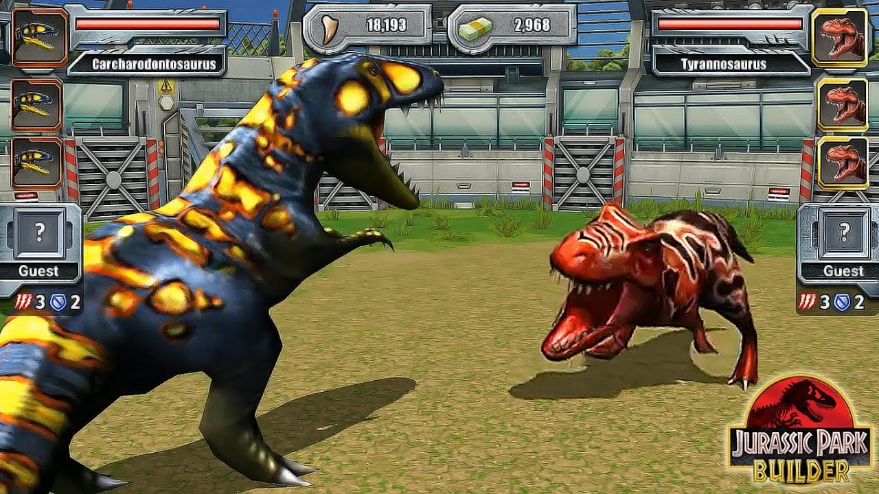 TYRANNOSAURUS REX  VS  CARCHARODONTOSAURUS | JURASSIC TOURNAMENT | JURASSIC PARK BUILDER
