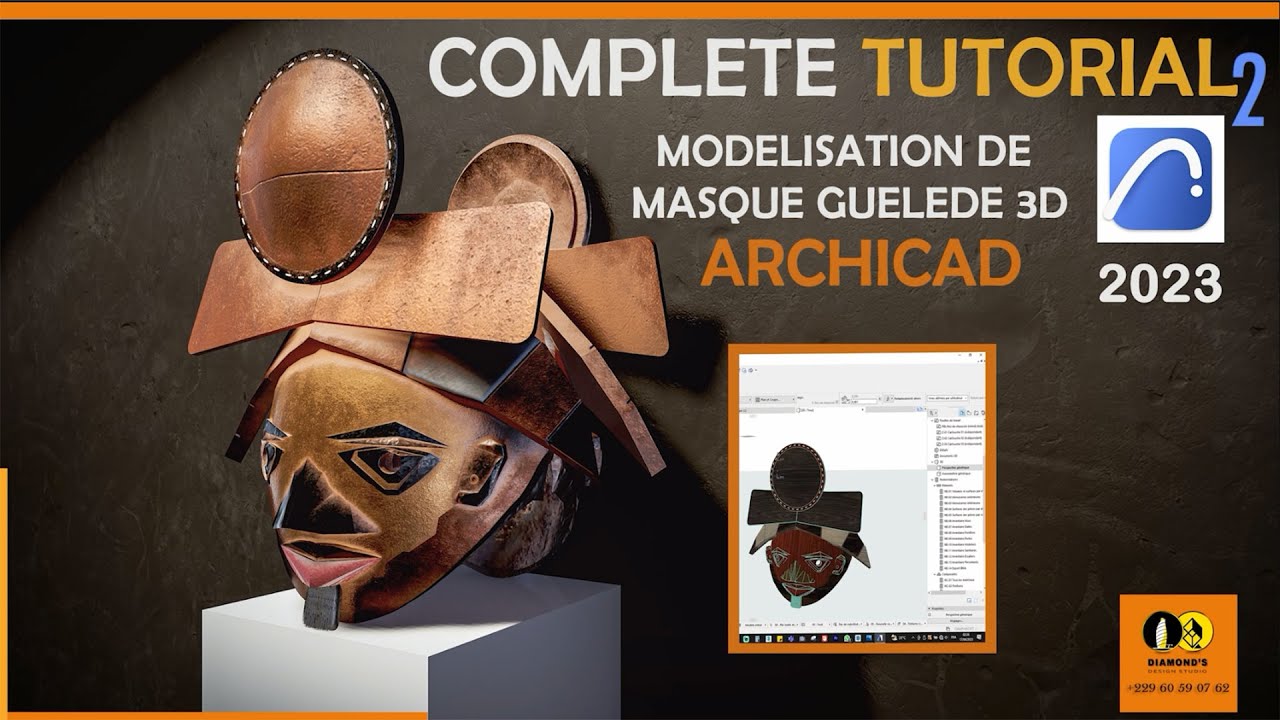 TUTO  ARCHICAD MODELISATION DE MASQUE GUELEDE 2/2#archicad #architecture #lumion #formation #rendu3d