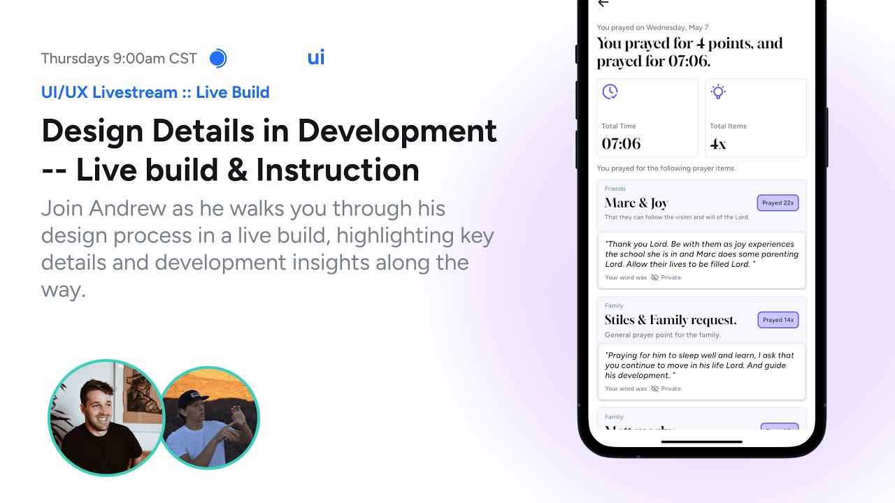 Design Details in Development -- Live build & Instruction