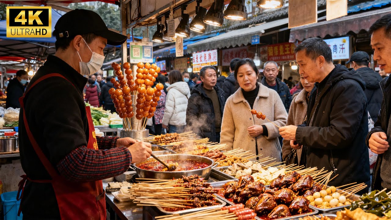 【A Bustling Food Market! Exploring Chengdu, China】
