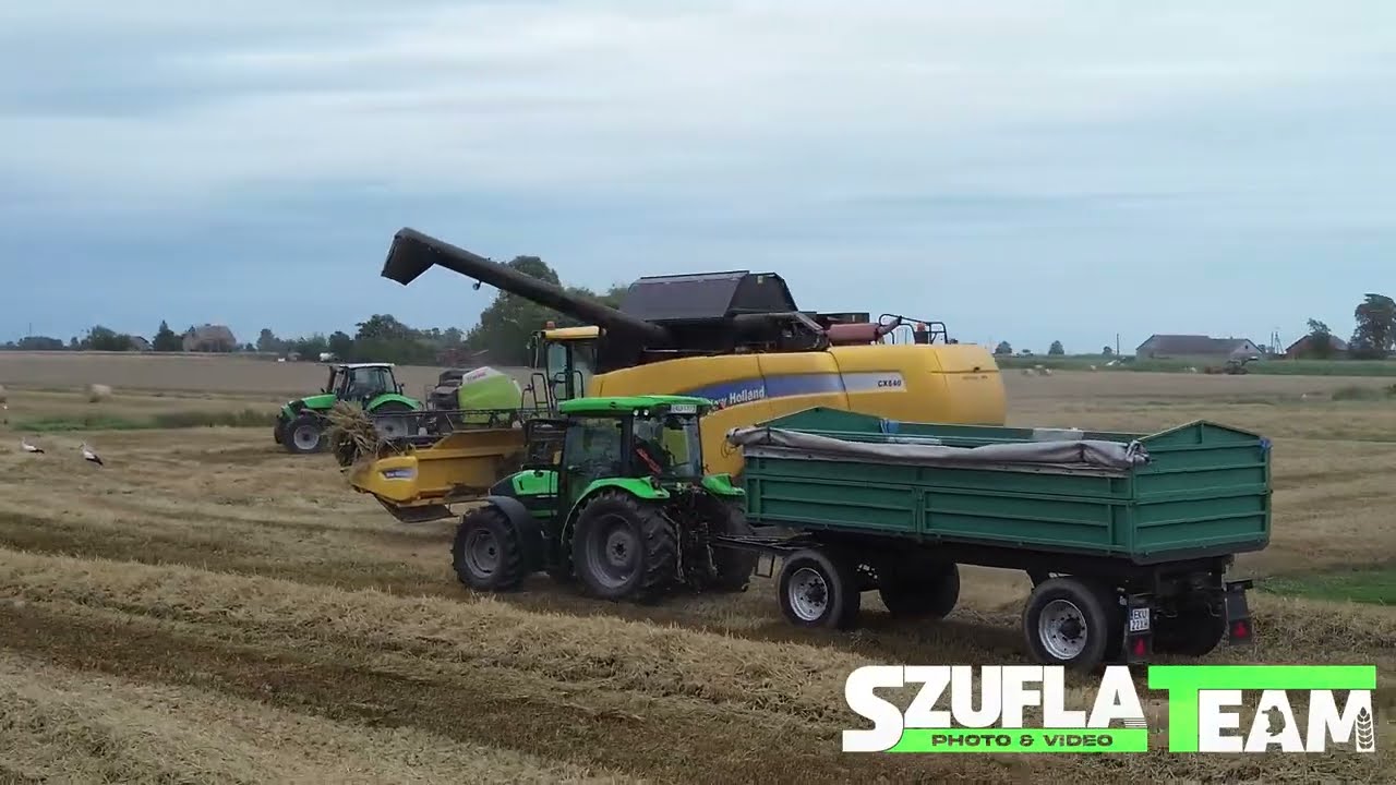 Koszenie pszenicy 2025 ✩ New Holland cx840 & 2x Deutzfahr ✩ UR Tomaszewski & GR Flejszman
