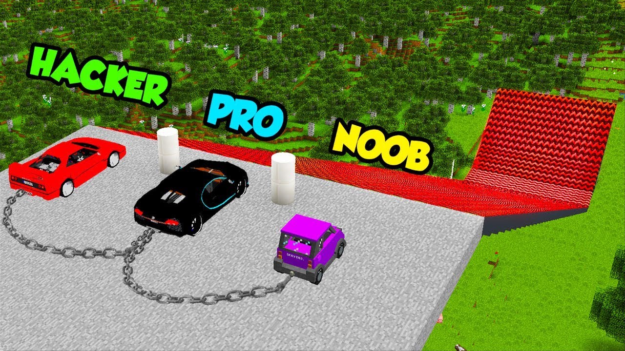 Minecraft NOOB vs PRO vs HACKER: Super Car Jump Challenge in Mineraft / Animation