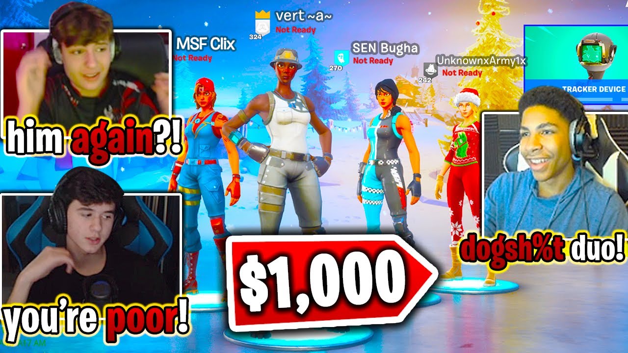 CLIX & BUGHA *CHALLENGED* by UNKNOWN + VERT in 2V2 BOX FIGHT WAGER! (Fortnite)