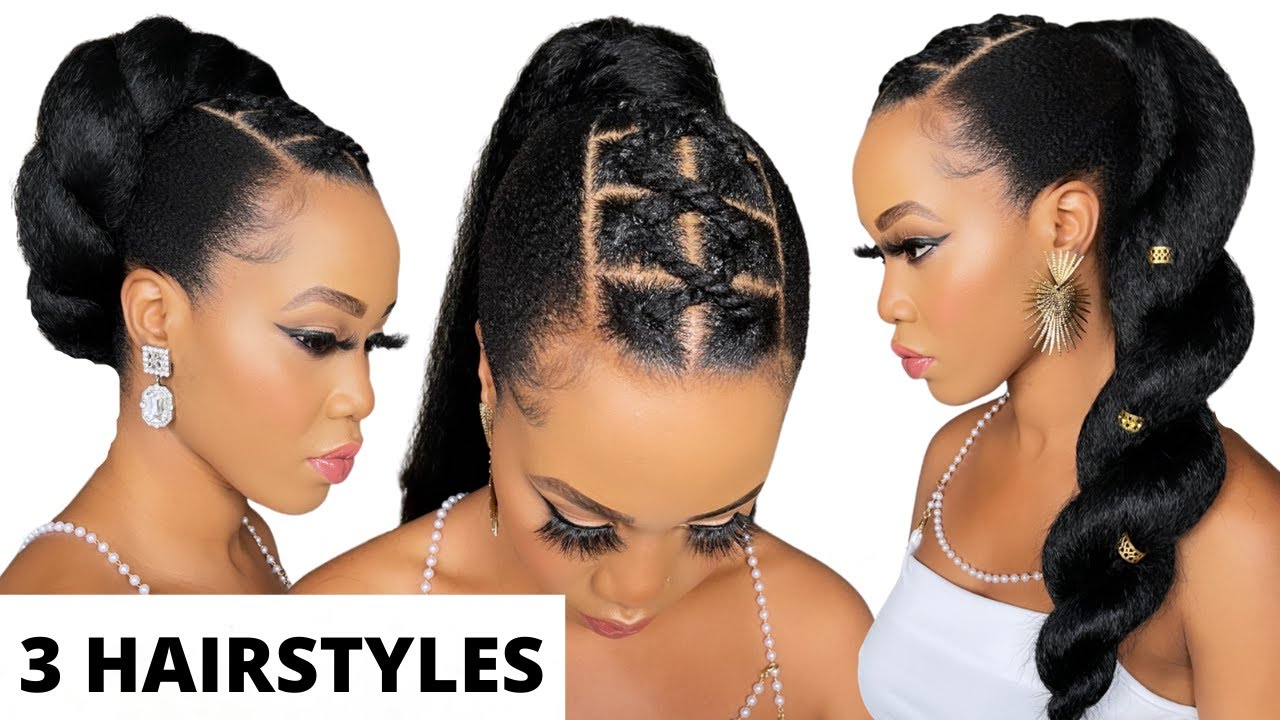 🔥QUICK & EASY HAIRSTYLES ON NATURAL HAIR / 3 IN 1 UPDO'S / Protective Style / Tupo1