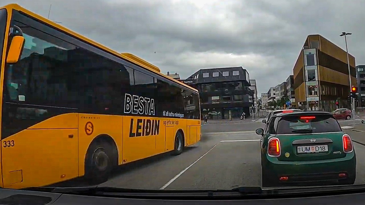 Reykjavik drive downtown in summer