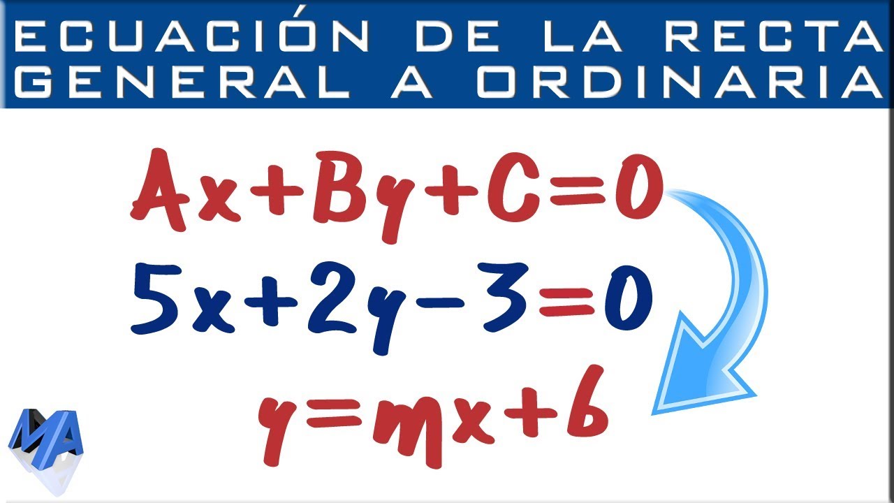 Pasar de la ecuación General (Fundamental) a la Ordinaria (pendiente-ordenada)