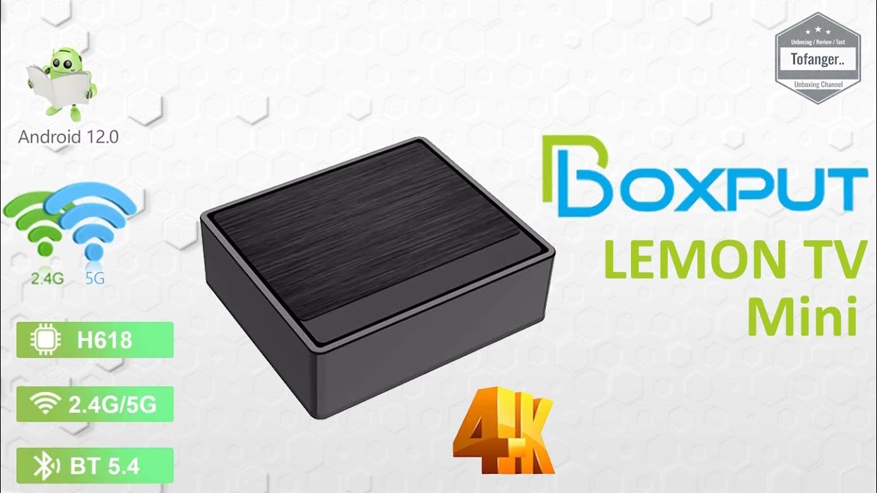 BOXPUT Lemon TV Mini - Android 12 - Mini Android Smart TV Box - Allwinner H618 - 2 GB RAM i 16GB ROM