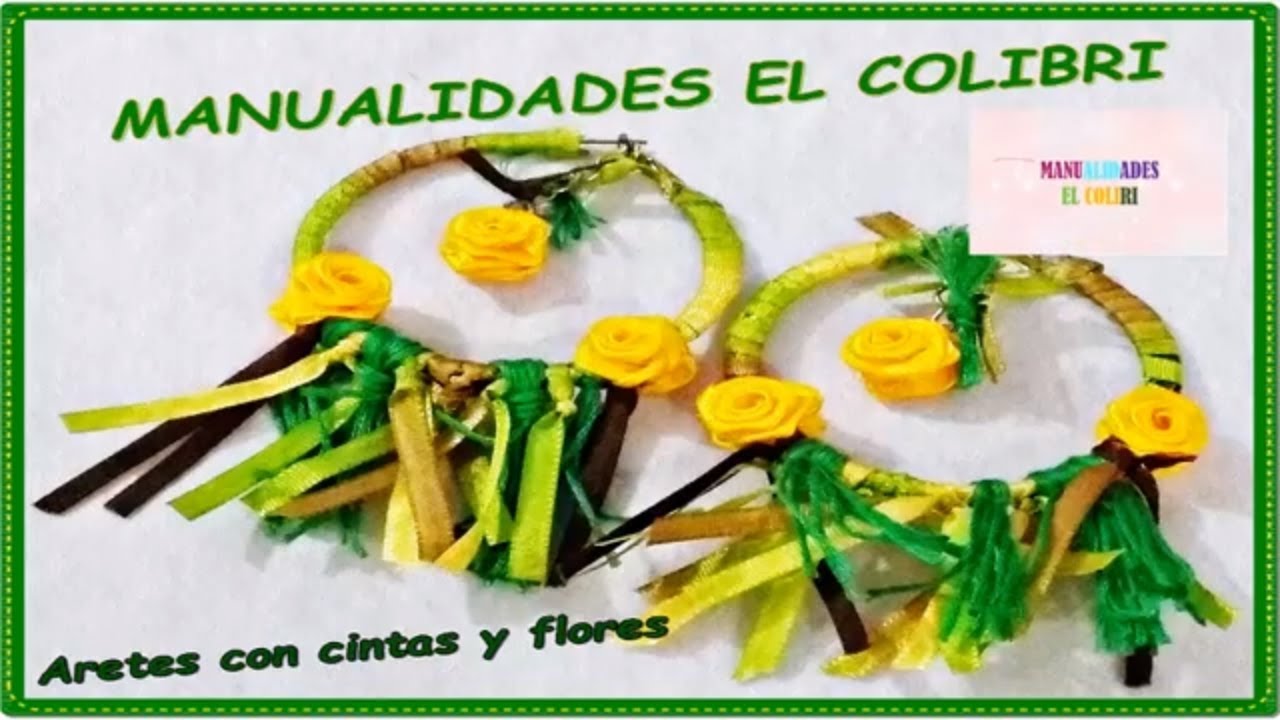 PASO A PASO DE ARETES EN CINTA Y FLORES DIY  😚🎇🌌😃