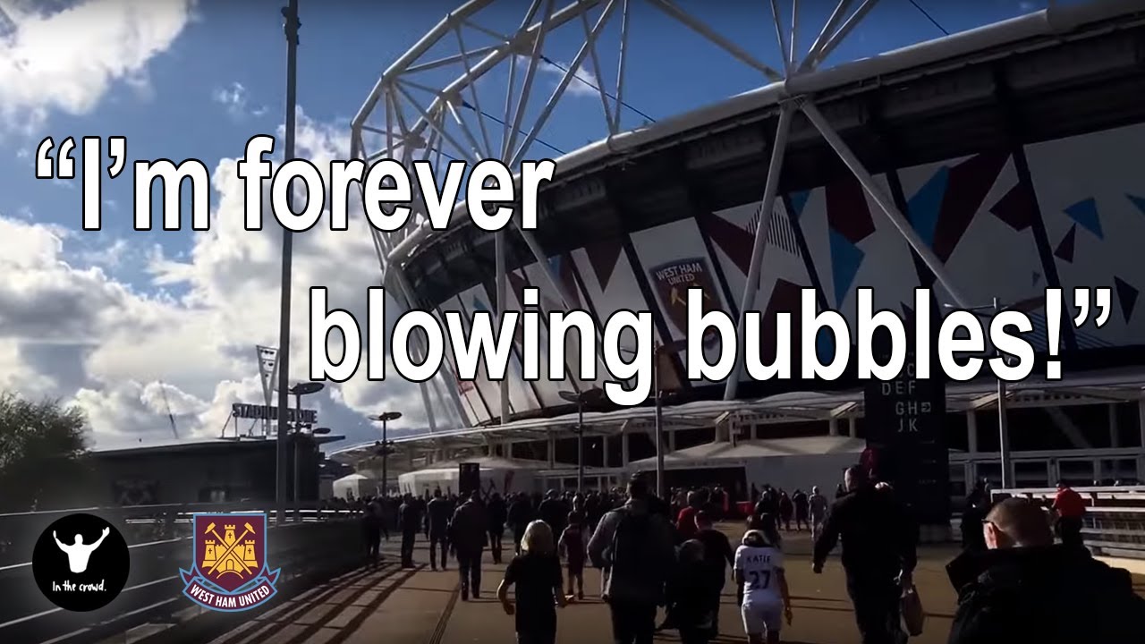 West Ham fans singing loud I'm Forever Blowing Bubbles - filmed OUTSIDE the ground