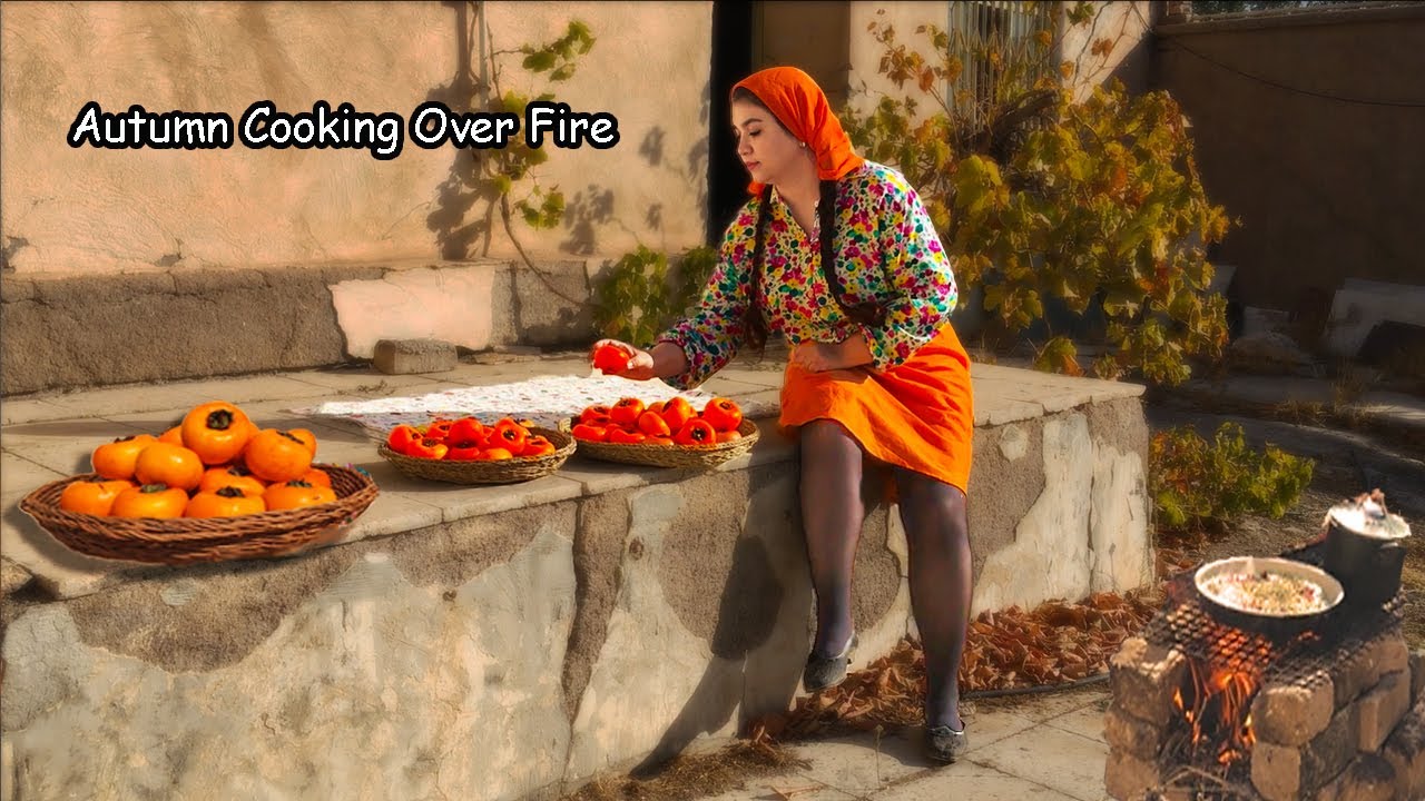 Autumn Off-Grid Village Life | Cooking Traditional Food Over Fire