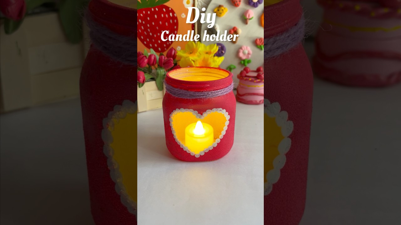 Painting on glass jar🧿❤️ #shorts #craftideas #candleholder #satisfying #craftsart #paintingideas
