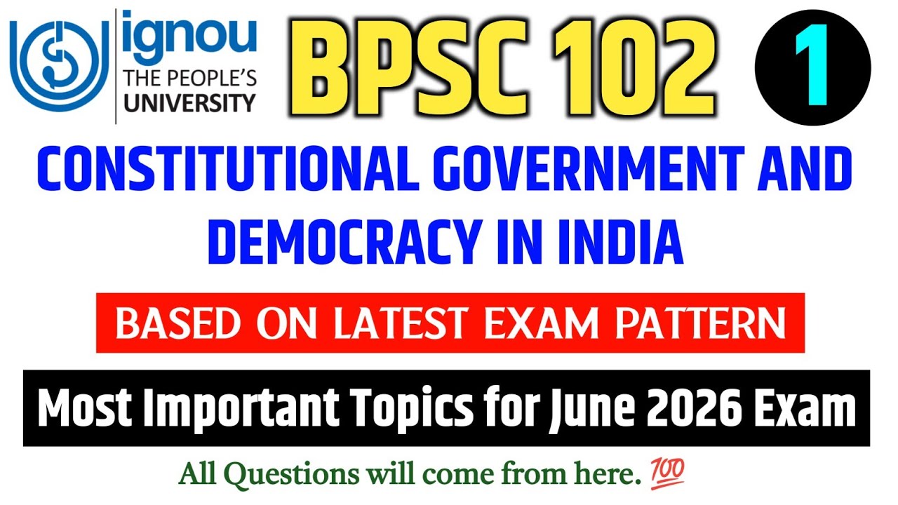 BPSC 102 Important Questions June 2026 in English | IGNOU BPSC 102 Question Paper 2026