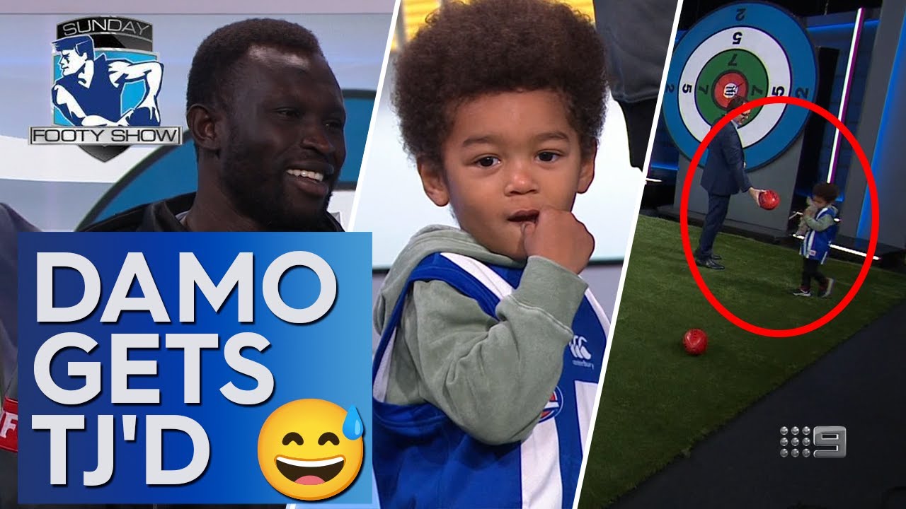 Majak Daw's son steals the show in Lou's Handball ❤️ - Sunday Footy Show | Footy on Nine