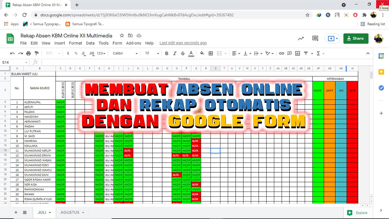 Cara Membuat Absen Online di Google Forms Terekap Otomatis Lengkap Keterangan Hadir Sakit Ijin