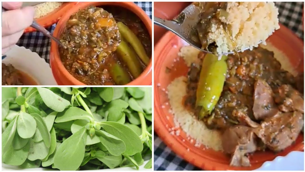 بربوشة بالبرزقالة ( بندراق .برطلاق .بردقالة . رجلة . بقلة ) أكلة صحية بامتياز
