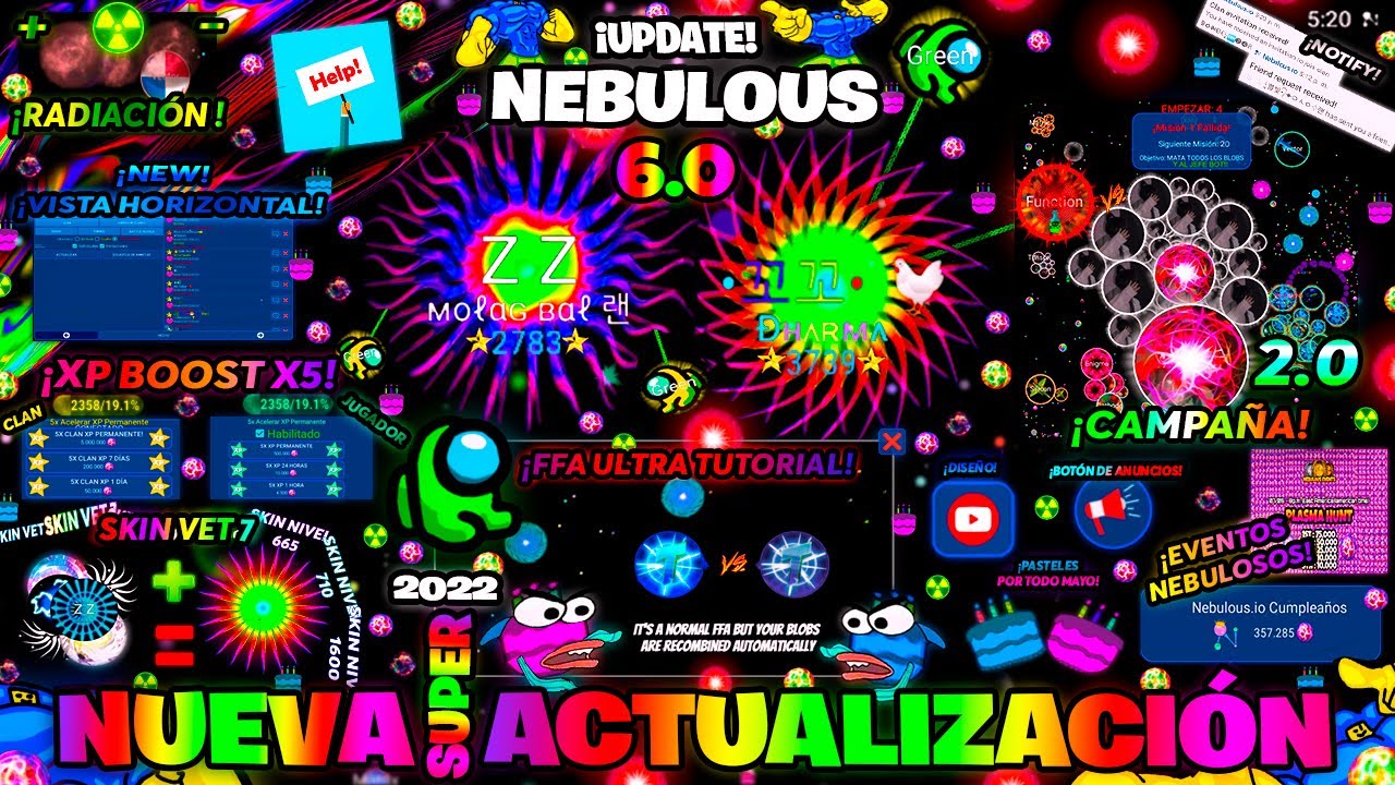 Actualización 6.0 |🧶Nebulous🔥 | PASTELES por MAYO 🎂 XP Boost x5 💥 | Skin VET 7 🌈, CAMPAÑA 2.0💀 y MÁS