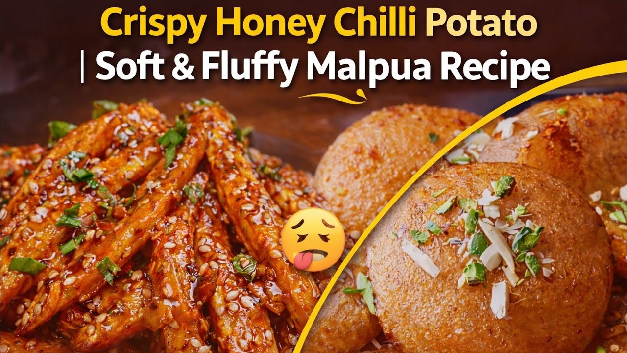 live ❤️2 Viral Recipes in 1 Video | Honey Chilli Potato + Malpua