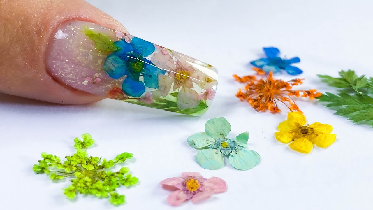 como encapsular flores o naturaleza muerta en uñas acrílicas paso a paso - arte y belleza vicky