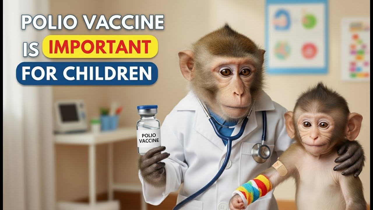 Polio Vaccine is Important for Children II Village Life of Monkey #animation  #polioawareness