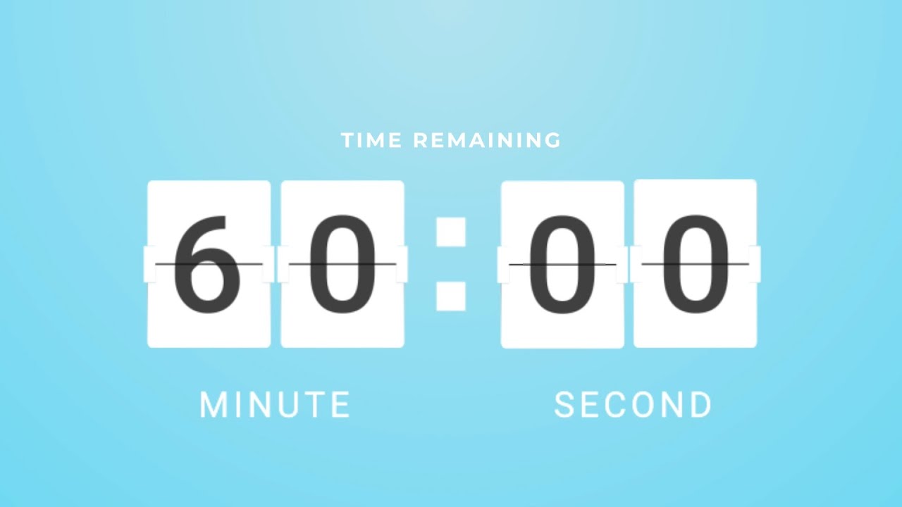1 Hour Sky Blue Flip Clock Timer ⏰ | 60-Minute Countdown | Clean & Minimal