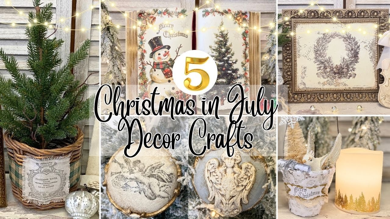 5 Christmas in July Decor Crafts using IOD | DIY French Country Christmas Decor | Thrift Flips