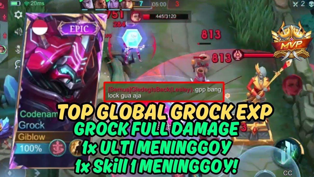 GROCK BEST BUILD 2024! GROCK FULL DAMAGE 1 HIT GROCK EXP LANE! - Mobile Legends