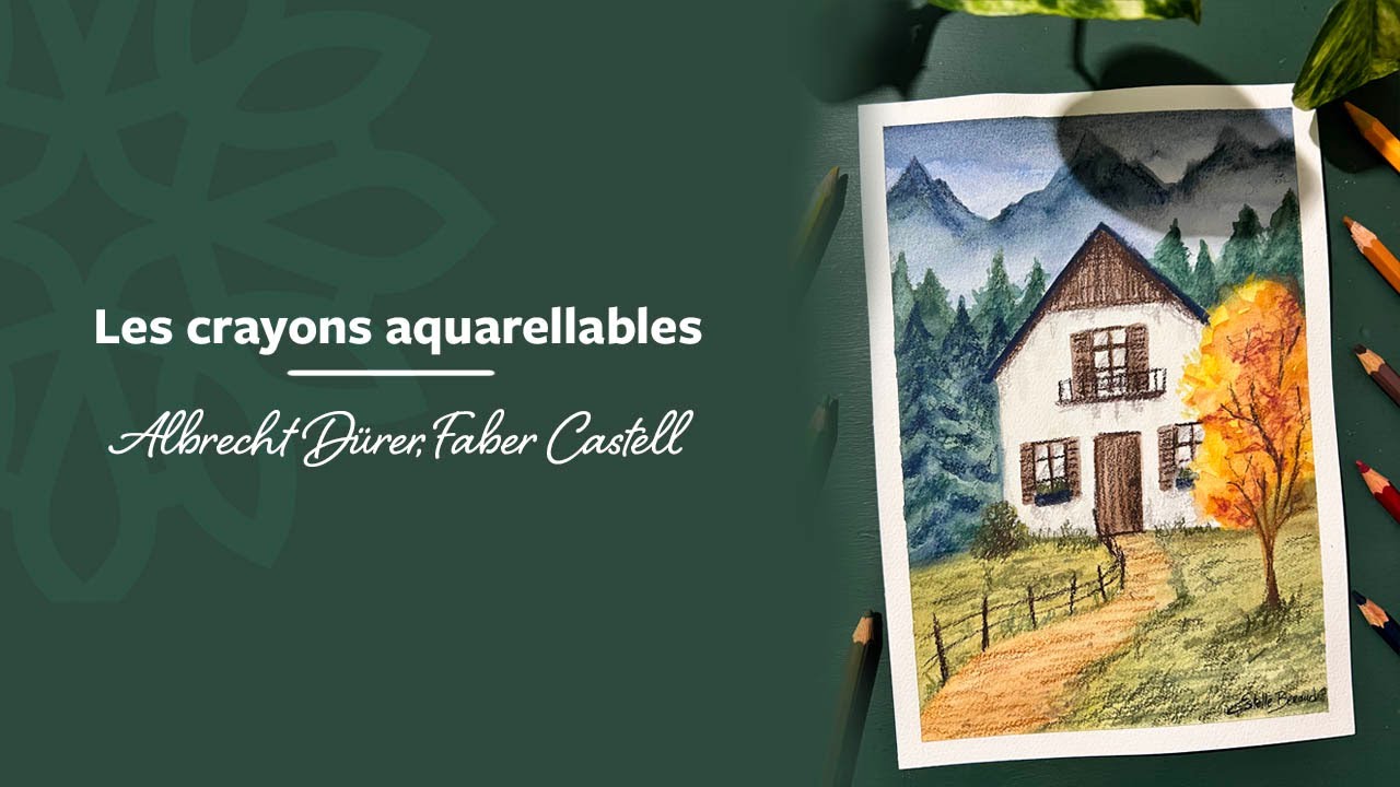 Test crayon aquarelle Faber Castell et tutoriel dessin sur le thème de l'automne