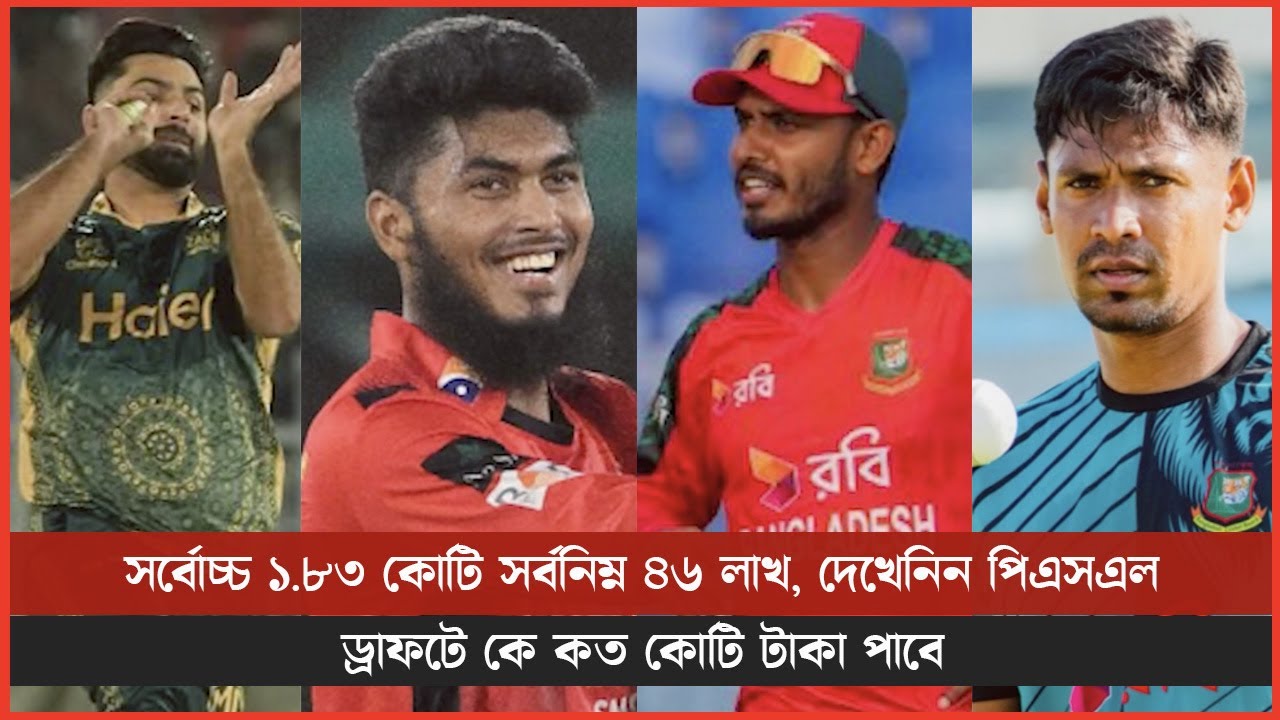 সর্বোচ্চ ১.৮৩ কোটি সর্বনিম্ন ৪৬ লাখ, দেখেনিন পিএসএল ড্রাফটে কে কত কোটি টাকা পাবে